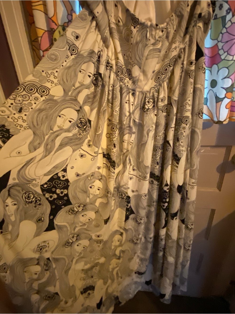 Unique Vintage Cream & Black Halter Maxi Dress 70s ladies NWT no belt - Picture 12 of 12